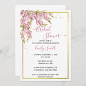 Rosa Blüten und Gold | Einladung zur Brillendusche (Vorne/Hinten)