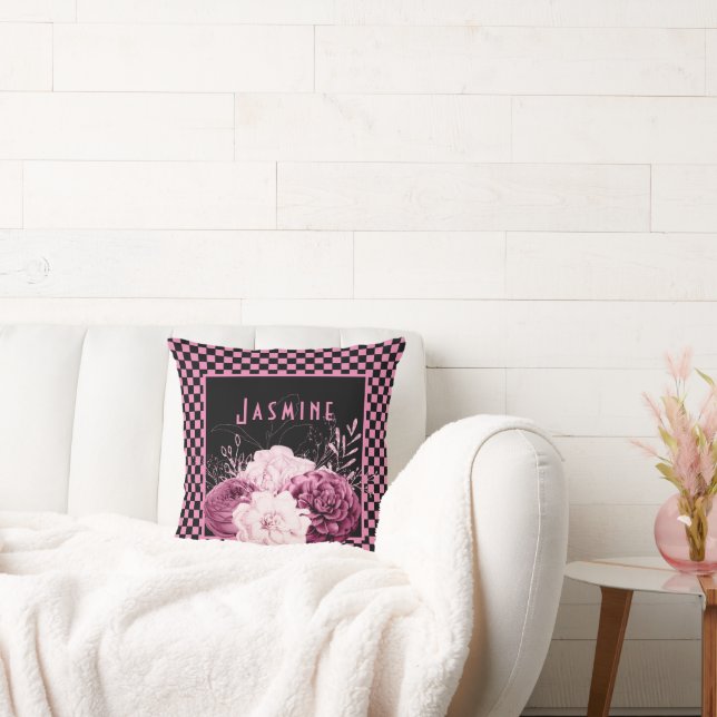 Rosa Blüten und Karton Personalisiert Kissen (Liege)