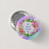 Rosa Blüten- und Schmetterlingsfeder Button (Vorne & Hinten)