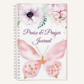 Rosa Blüten- und Schmetterlingslob und Gebetszeits Notizblock (Vorderseite)