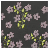 Rosa Blüten und Schwarz mit Limonen Stoff (Nahaufnahme)