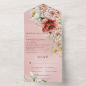 Rosa Blüten und Weiß Modernes, blumenrosa Abendess All In One Einladung (Innen Boden)