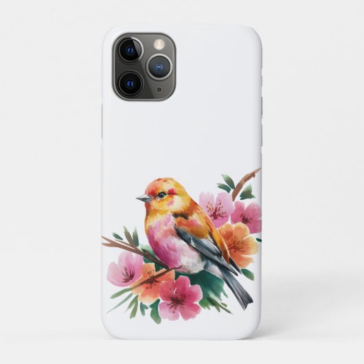 Rosa Blüten Vogel Case-Mate iPhone Hülle (Rückseite)