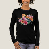 Rosa Blüten Vogel Tri-Blend Shirt (Vorderseite)