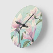 Rosa Blüten vom Süden Runde Wanduhr (Winkel)