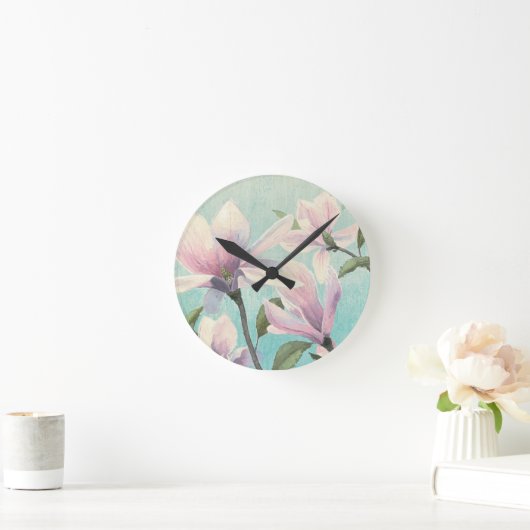 Rosa Blüten vom Süden Runde Wanduhr (Zuhause)