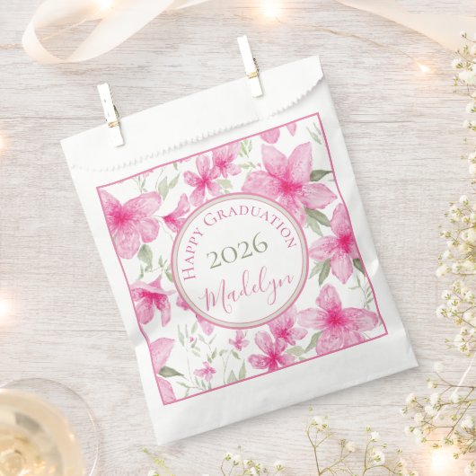 Rosa Blüten | Wasserfarbe Azalee | Abschluss Geschenktütchen (Ausgeschnitten)