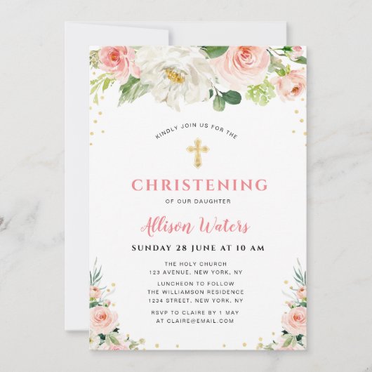 Rosa Blüten weich machen Einladung (Vorderseite)