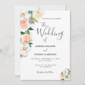 Rosa Blüten, weiße Blumen Einladung (Vorderseite)