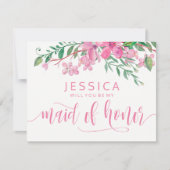 Rosa Blüten werden meine Trauzeugin sein Einladung (Vorderseite)