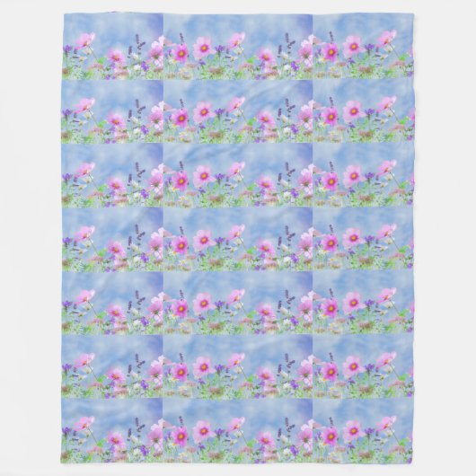 Rosa Blüten Wiese Felder Garten Blütenblätter Rebe Fleecedecke (Vorderseite)