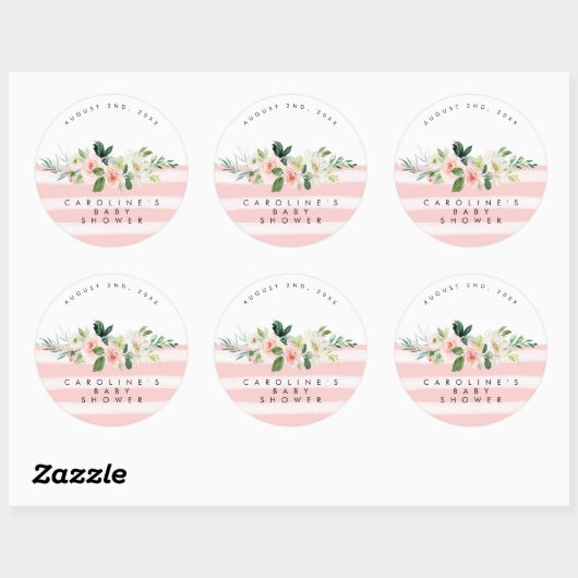 Rosa Blütenbaby-Duschklemme Runder Aufkleber (Blatt)