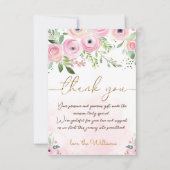 Rosa Blütenbaby Girl Dusche Dankeskarte (Vorderseite)