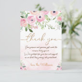 Rosa Blütenbaby Girl Dusche Dankeskarte (Stehend Vorderseite)