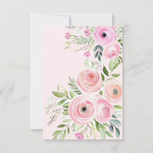 Rosa Blütenbaby Girl Dusche Dankeskarte (Rückseite)