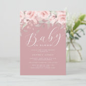 Rosa Blütenbaby im Bloom Baby Dusche Einladung (Stehend Vorderseite)