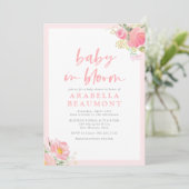 Rosa Blütenbaby in Bloom Baby Dusche Einladung (Stehend Vorderseite)