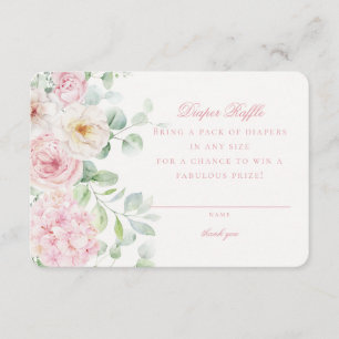 Rosa Blütenbaby in Bloom Diaper Raffcard Begleitkarte
