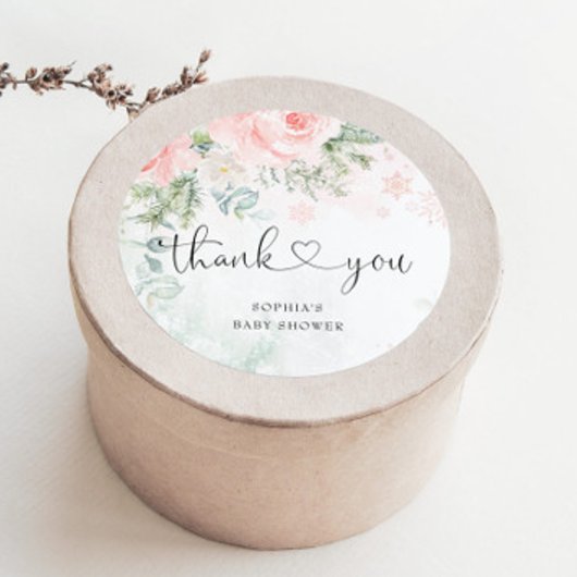 Rosa Blütenbaby seine Kälte draußen Runder Aufkleber