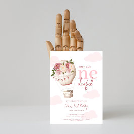 Rosa Blütenballon Heißluftballon Onederday 1. Gebu Einladung