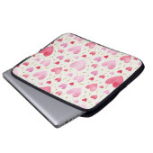 Rosa Blütenblatt-Aquarell-Herzen Laptopschutzhülle (Vorne Knopf)
