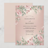 Rosa Blütenblatt-Hochzeit Einladung (Vorne/Hinten)