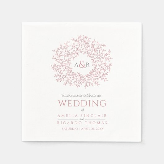 Rosa Blütenblatt Kreise Mono Art Hochzeit kundensp Serviette (Vorderseite)