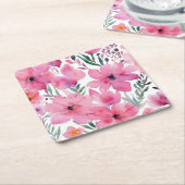 Rosa Blütenblätter | Aquarell Blumen Gemalt Rechteckiger Pappuntersetzer (angewinkelt)