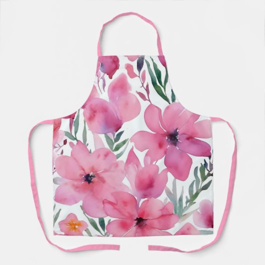 Rosa Blütenblätter | Aquarell Blumen Gemalt Schürze (Vorderseite)
