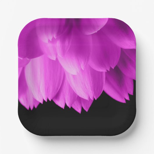 Rosa Blütenblätter auf schwarzen Blume Pappteller (Vorderseite)