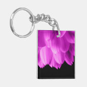 Rosa Blütenblätter auf schwarzen Blume Schlüsselanhänger (Vorderseite links)