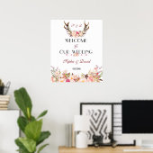Rosa Blütenblätter Begrüßungszeichen Poster (Heimbüro)