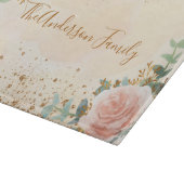 Rosa Blütenblätter Eukalyptus Glitzer Schneidebrett (Ecke)