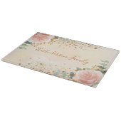 Rosa Blütenblätter Eukalyptus Glitzer Schneidebrett (Ecke)