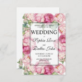 Rosa Blütenblätter Hochzeit von Aquarellfarben Einladung (Vorne/Hinten)