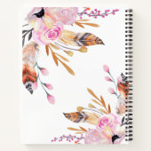 Rosa Blütenblätter mit Boho Monogramm Notizblock (Rückseite)