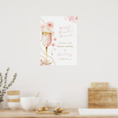 Rosa Blütenblätter Perlen Prosecco Brautparty Poster (Küche)
