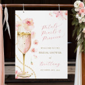 Rosa Blütenblätter Perlen Prosecco Brautparty Poster