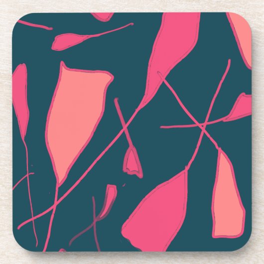 Rosa Blütenblätter über schwarzen Deckenkorb Getränkeuntersetzer (Vorderseite)