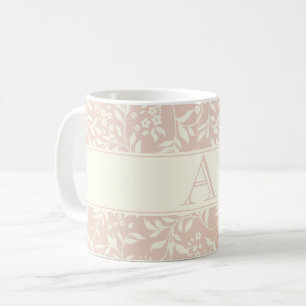Rosa Blütenblätter und Folionen Monogramm Tasse