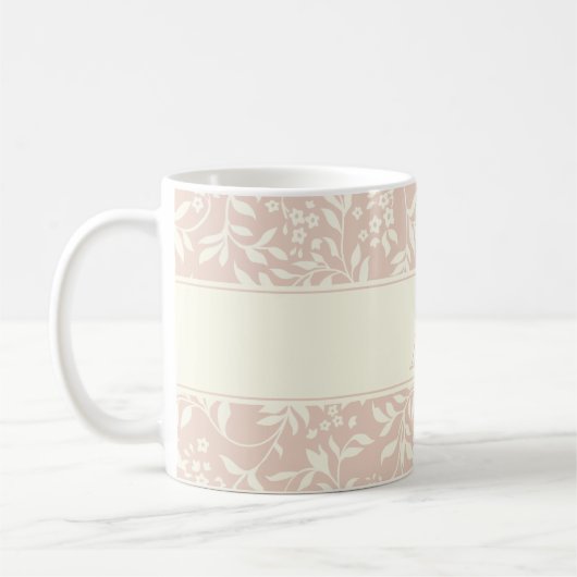 Rosa Blütenblätter und Folionen Monogramm Tasse (Links)