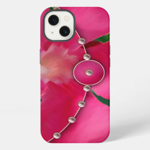 Rosa Blütenblätter und Perlen iPhone 13 Hülle