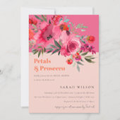 Rosa Blütenblätter und Prosecco-Brautparty Einladung (Vorderseite)