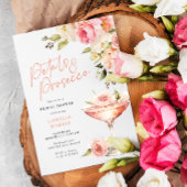 Rosa Blütenblätter und Prosecco-Brautparty Einladung