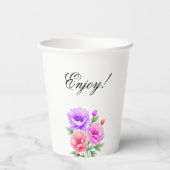 Rosa Blütenblätter und Prosecco-Brautparty Pappbecher (Rückseite)