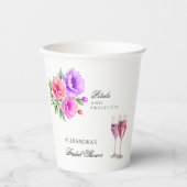 Rosa Blütenblätter und Prosecco-Brautparty Pappbecher (Vorderseite)