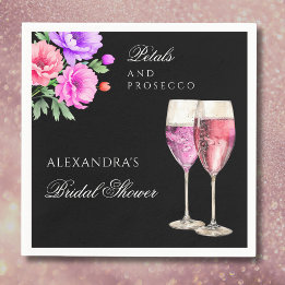 Rosa Blütenblätter und Prosecco-Brautparty Serviette