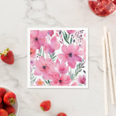Rosa Blütenblätter | Wasserfarben gemalte Blumen Serviette (Beispiel)