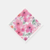 Rosa Blütenblätter | Wasserfarben gemalte Blumen Serviette (Ecke)