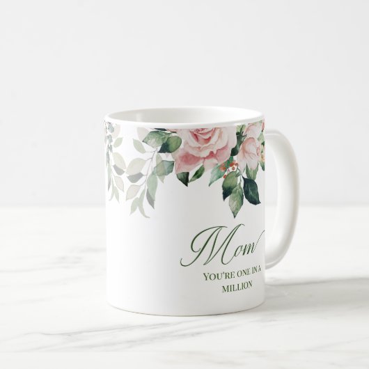 Rosa Blütenblätterung Eins in einer Million Mamas Kaffeetasse (VorderseiteRechts)